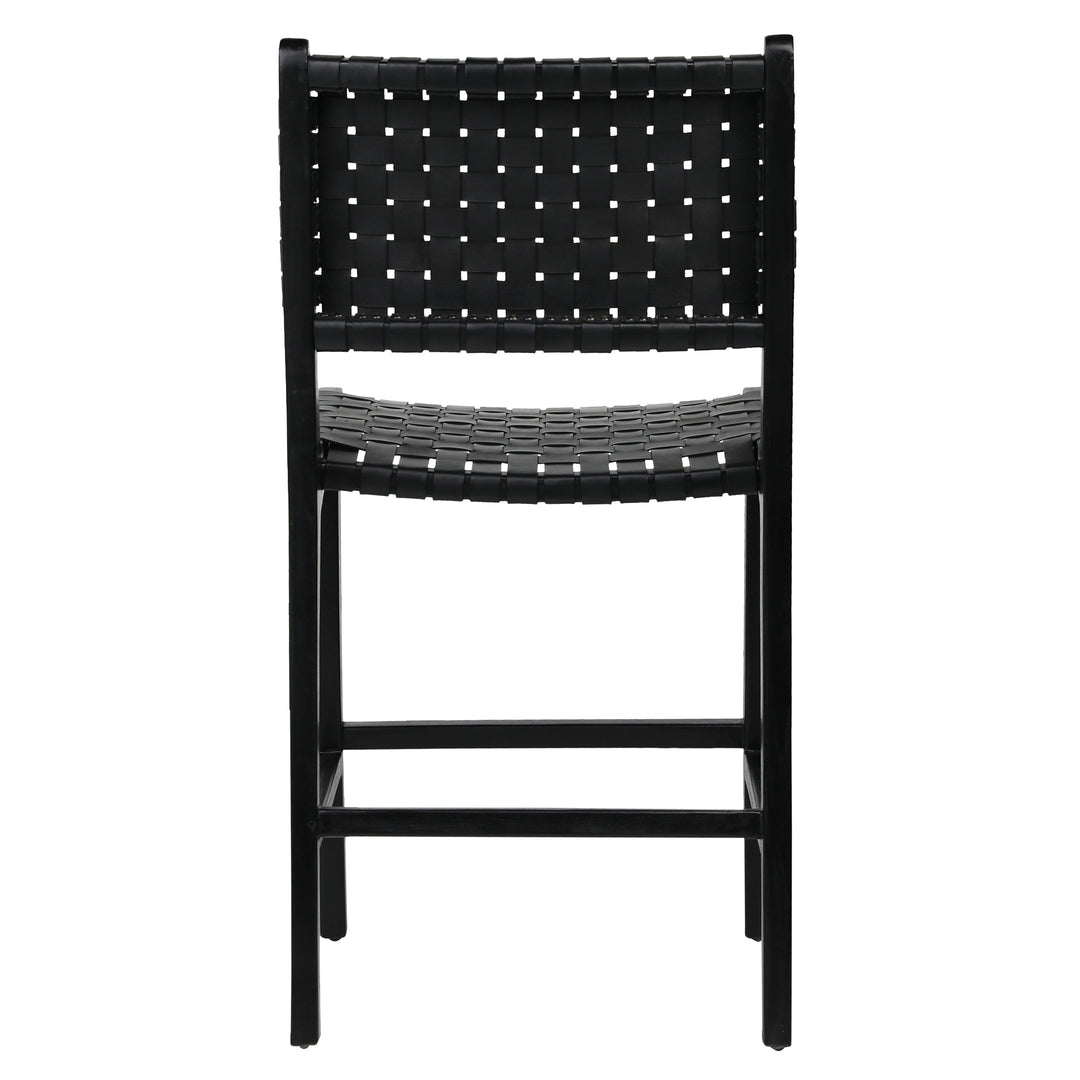 Sleek Black Leather Swivel Bar Stool