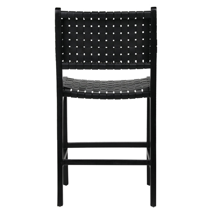 Sleek Black Leather Swivel Bar Stool