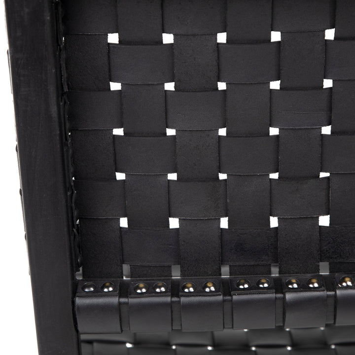 Sleek Black Leather Swivel Bar Stool