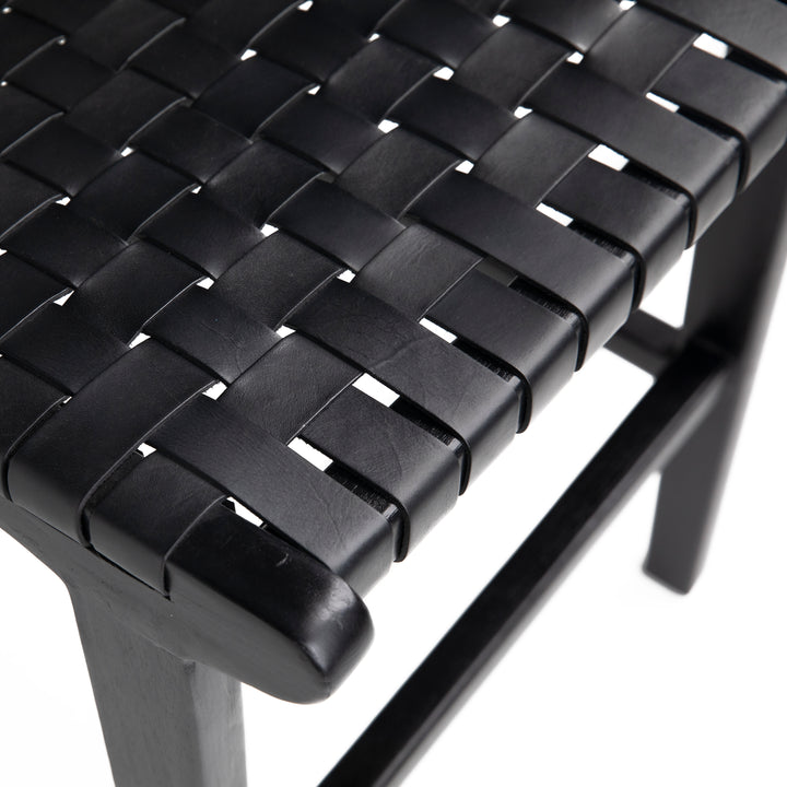 Sleek Black Leather Swivel Bar Stool