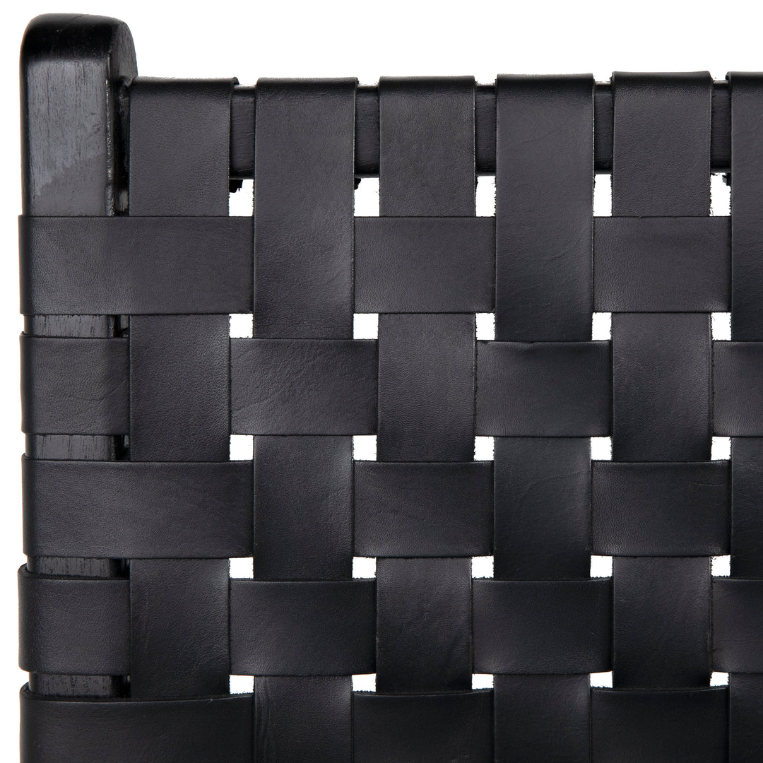 Sleek Black Leather Swivel Bar Stool