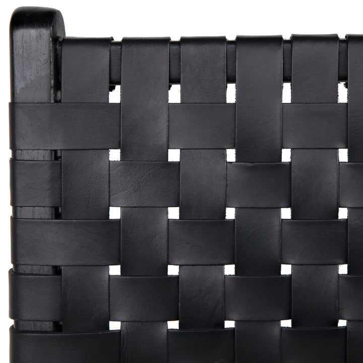 Sleek Black Leather Swivel Bar Stool