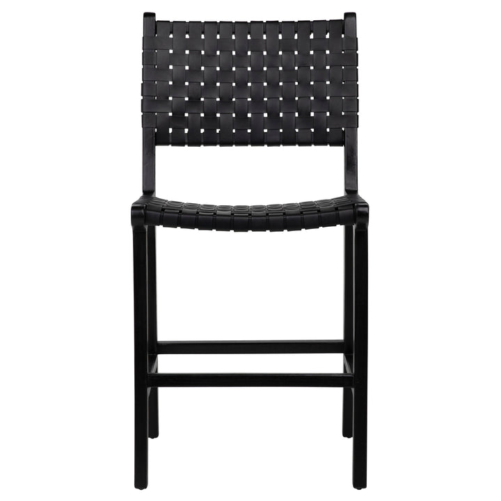Sleek Black Leather Swivel Bar Stool
