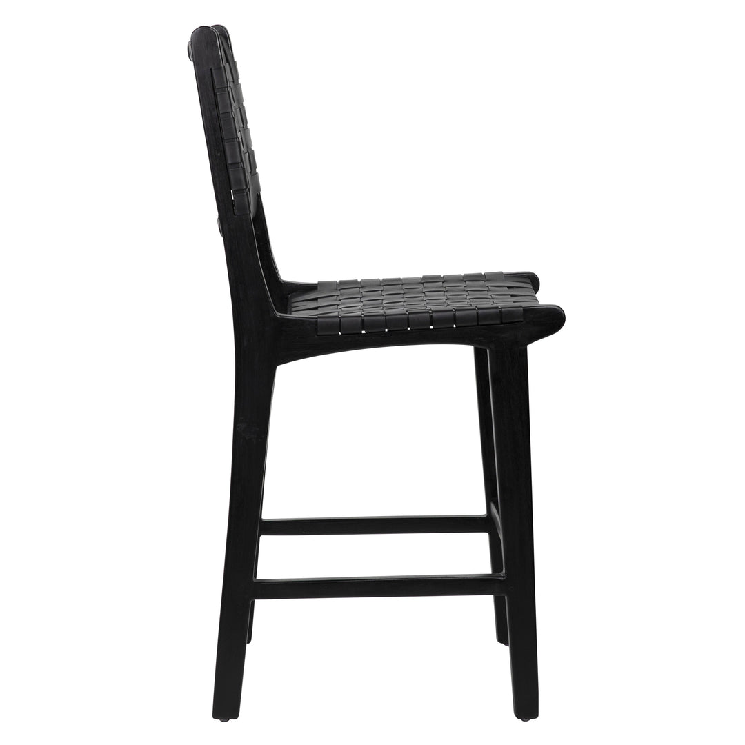 Sleek Black Leather Swivel Bar Stool