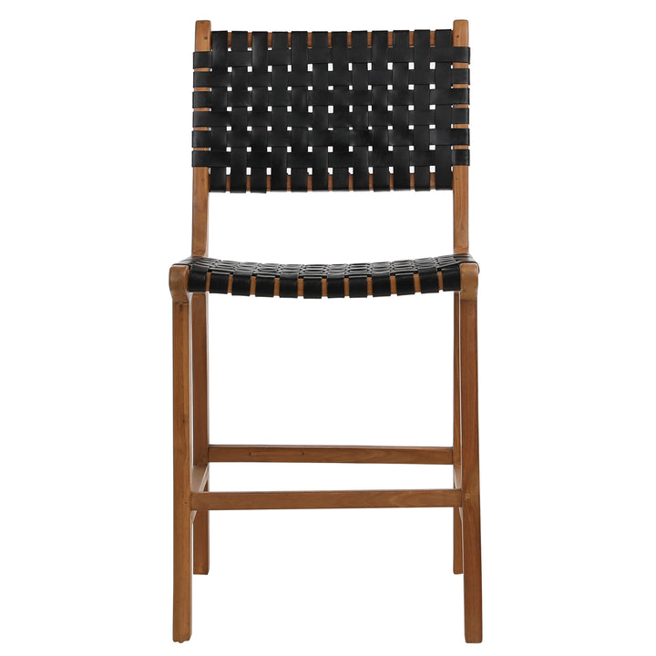 Modern Essence Swivel Bar Stool - Ebony Leather Seat