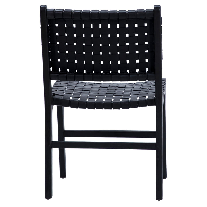 Elegant Black Leather Bistro Chair with Sleek Metal Frame