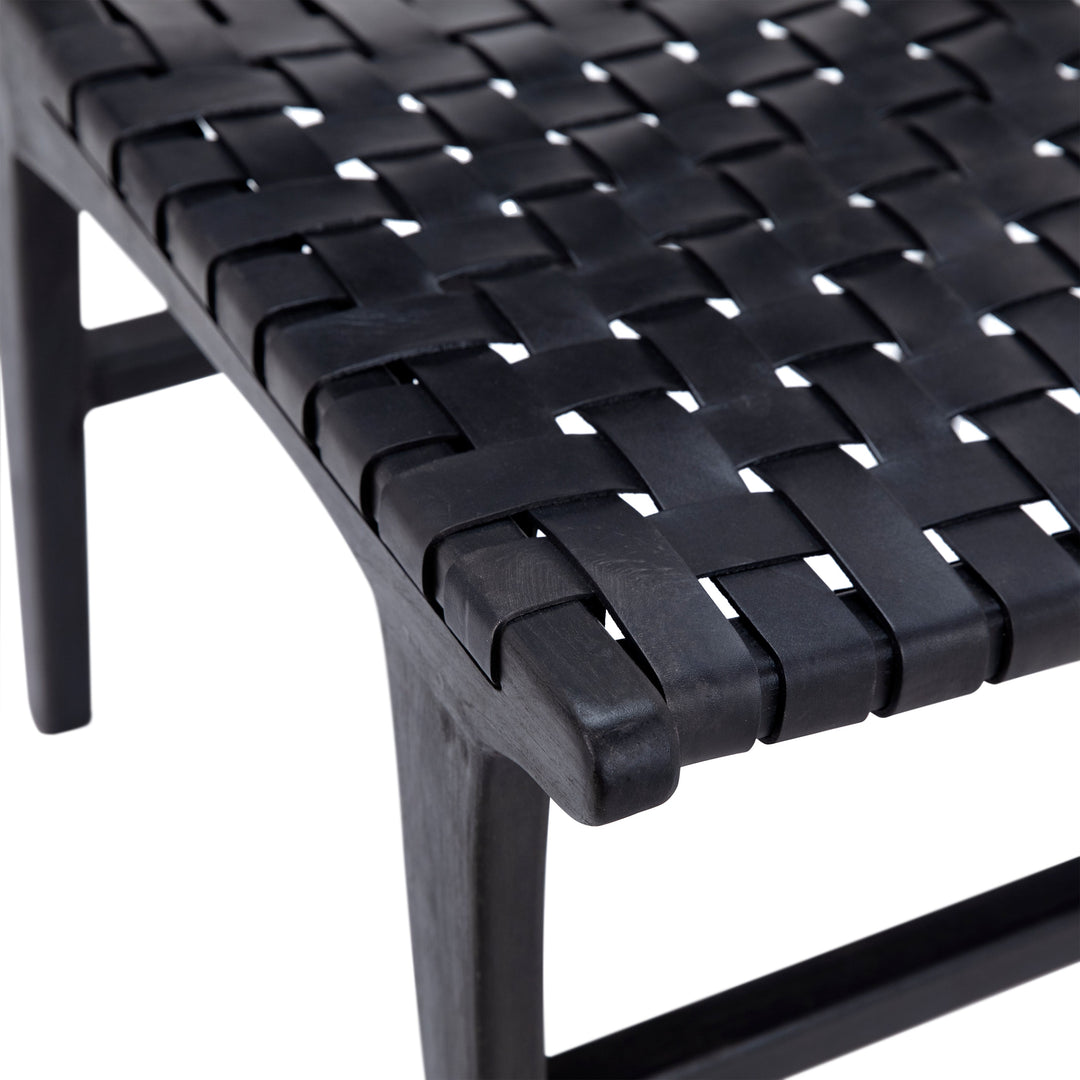 Elegant Black Leather Bistro Chair with Sleek Metal Frame