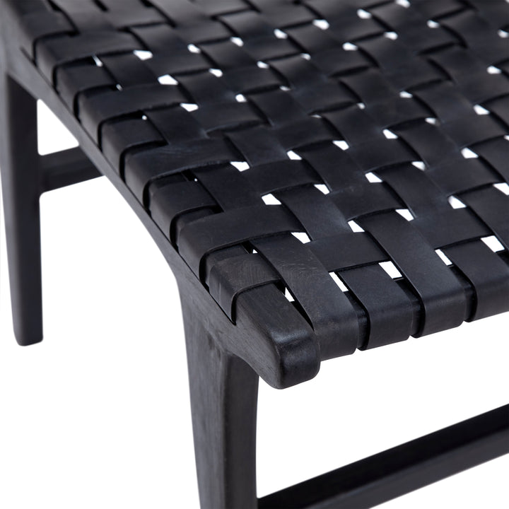 Elegant Black Leather Bistro Chair with Sleek Metal Frame