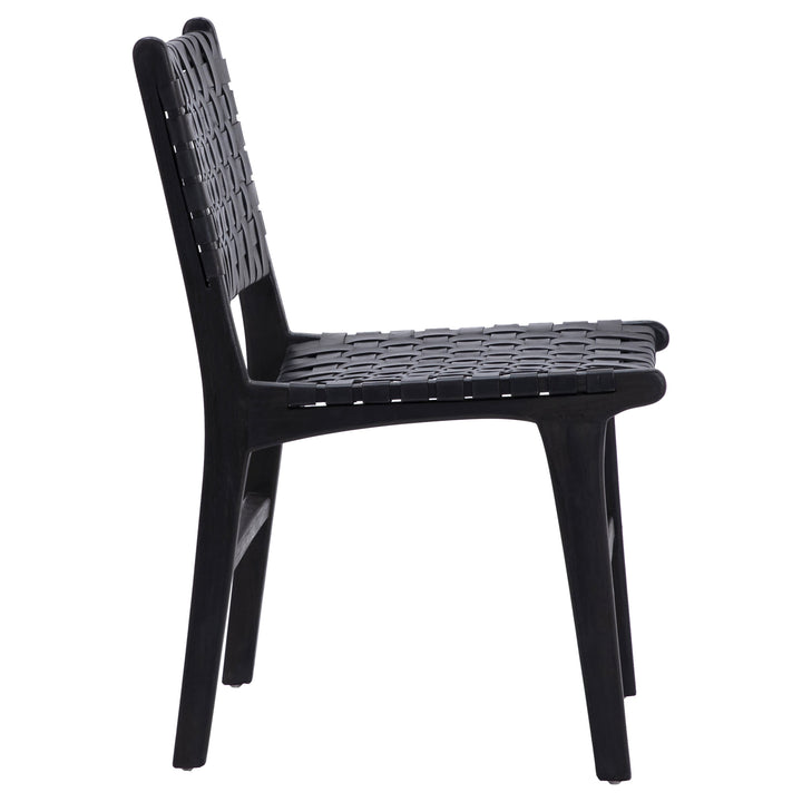 Elegant Black Leather Bistro Chair with Sleek Metal Frame