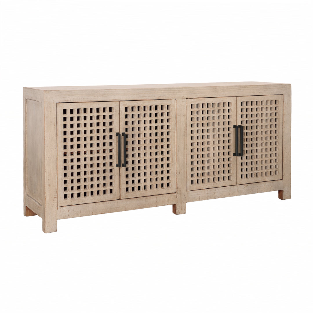 Timeless Chic 4-Door Cabinet in Warm Tone