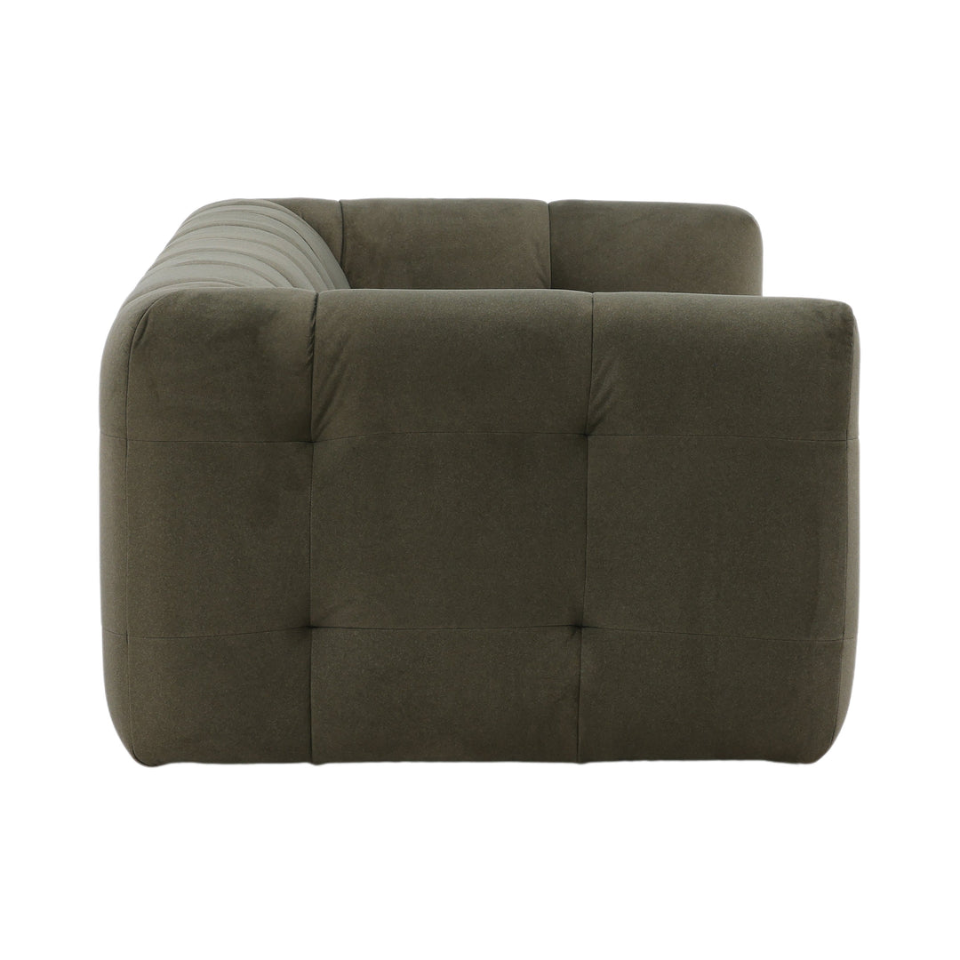 EcoCharm Modern Olive Cushion Lounger with Solid Wood Base