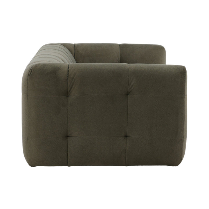 EcoCharm Modern Olive Cushion Lounger with Solid Wood Base
