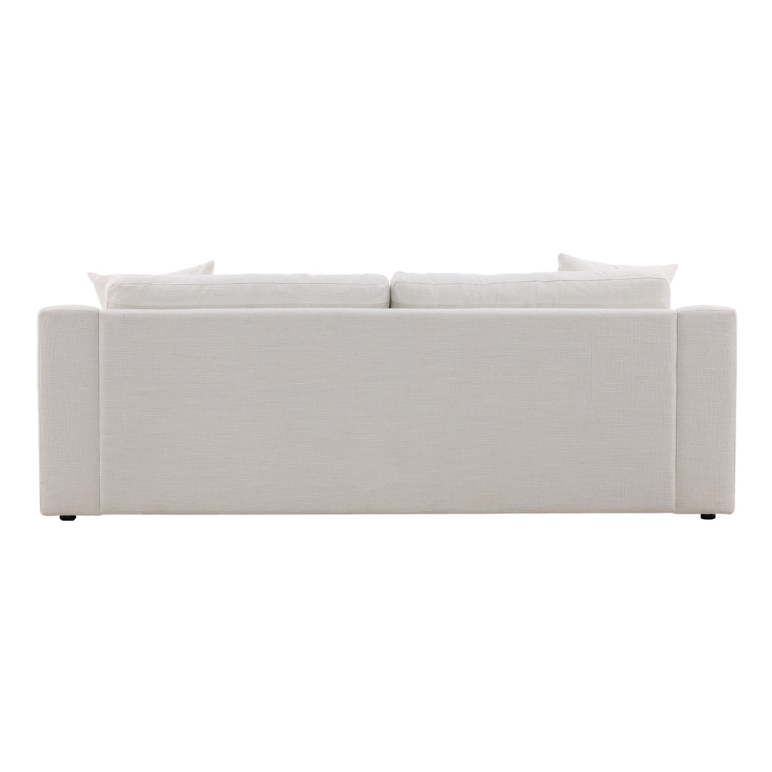 Luxury DreamSeat: Handcrafted Solid Wood Frame Sofa with Plush Cream Upholstery