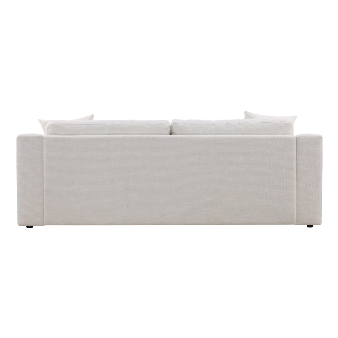 Luxury DreamSeat: Handcrafted Solid Wood Frame Sofa with Plush Cream Upholstery