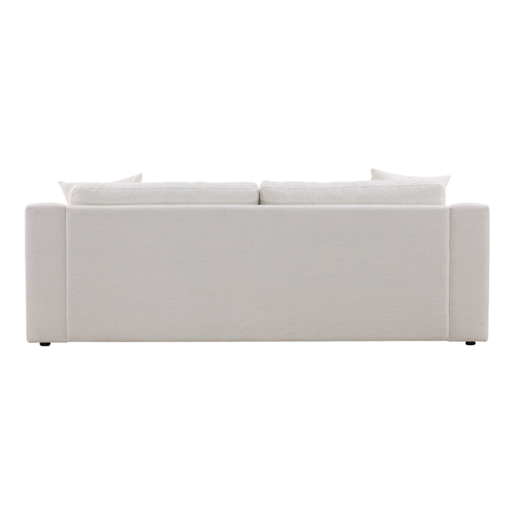 Luxury DreamSeat: Handcrafted Solid Wood Frame Sofa with Plush Cream Upholstery
