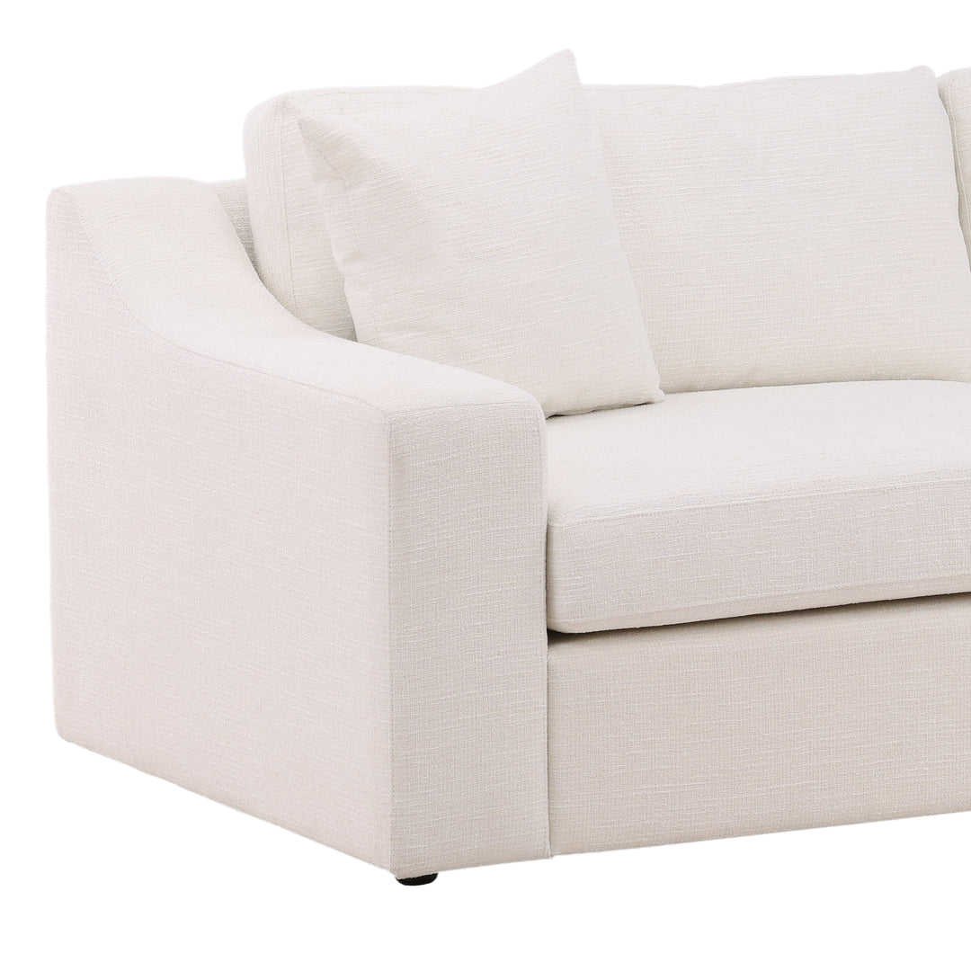 Luxury DreamSeat: Handcrafted Solid Wood Frame Sofa with Plush Cream Upholstery