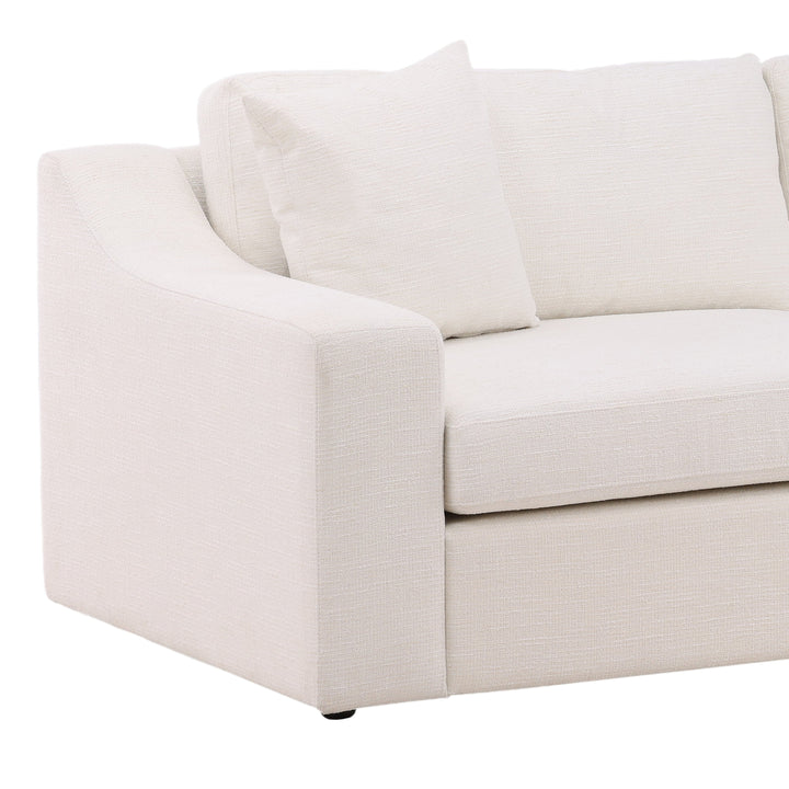 Luxury DreamSeat: Handcrafted Solid Wood Frame Sofa with Plush Cream Upholstery