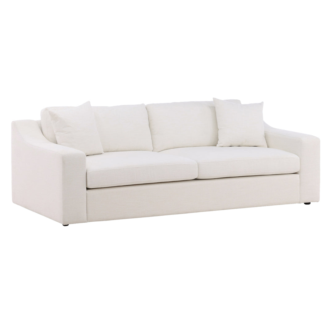 Luxury DreamSeat: Handcrafted Solid Wood Frame Sofa with Plush Cream Upholstery
