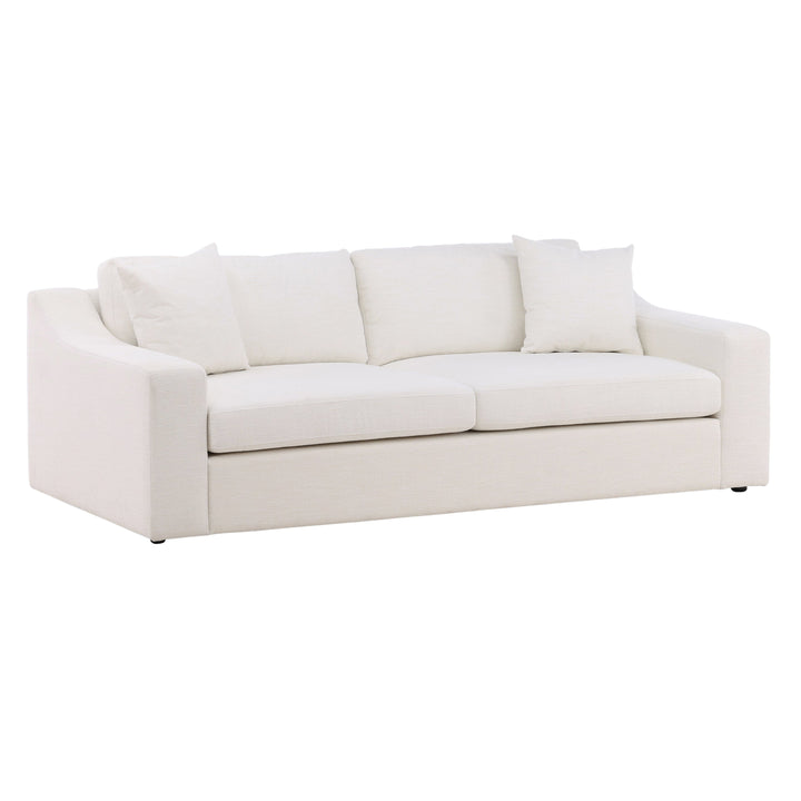 Luxury DreamSeat: Handcrafted Solid Wood Frame Sofa with Plush Cream Upholstery