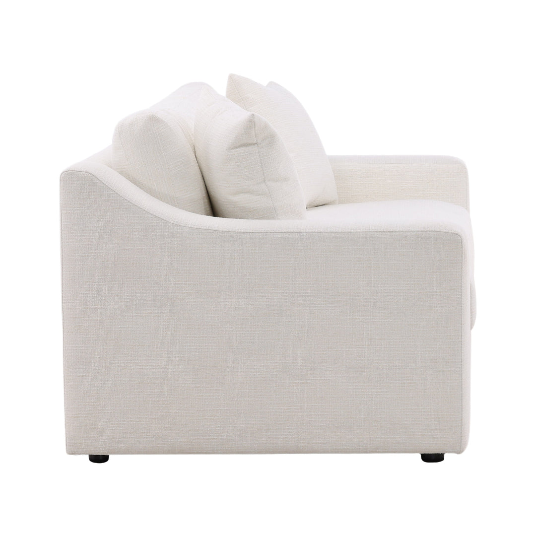 Luxury DreamSeat: Handcrafted Solid Wood Frame Sofa with Plush Cream Upholstery