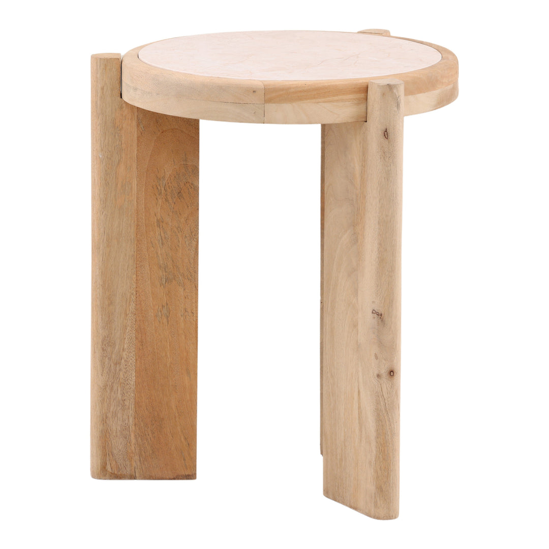Elegant Beige Stone-Inspired Accent Table