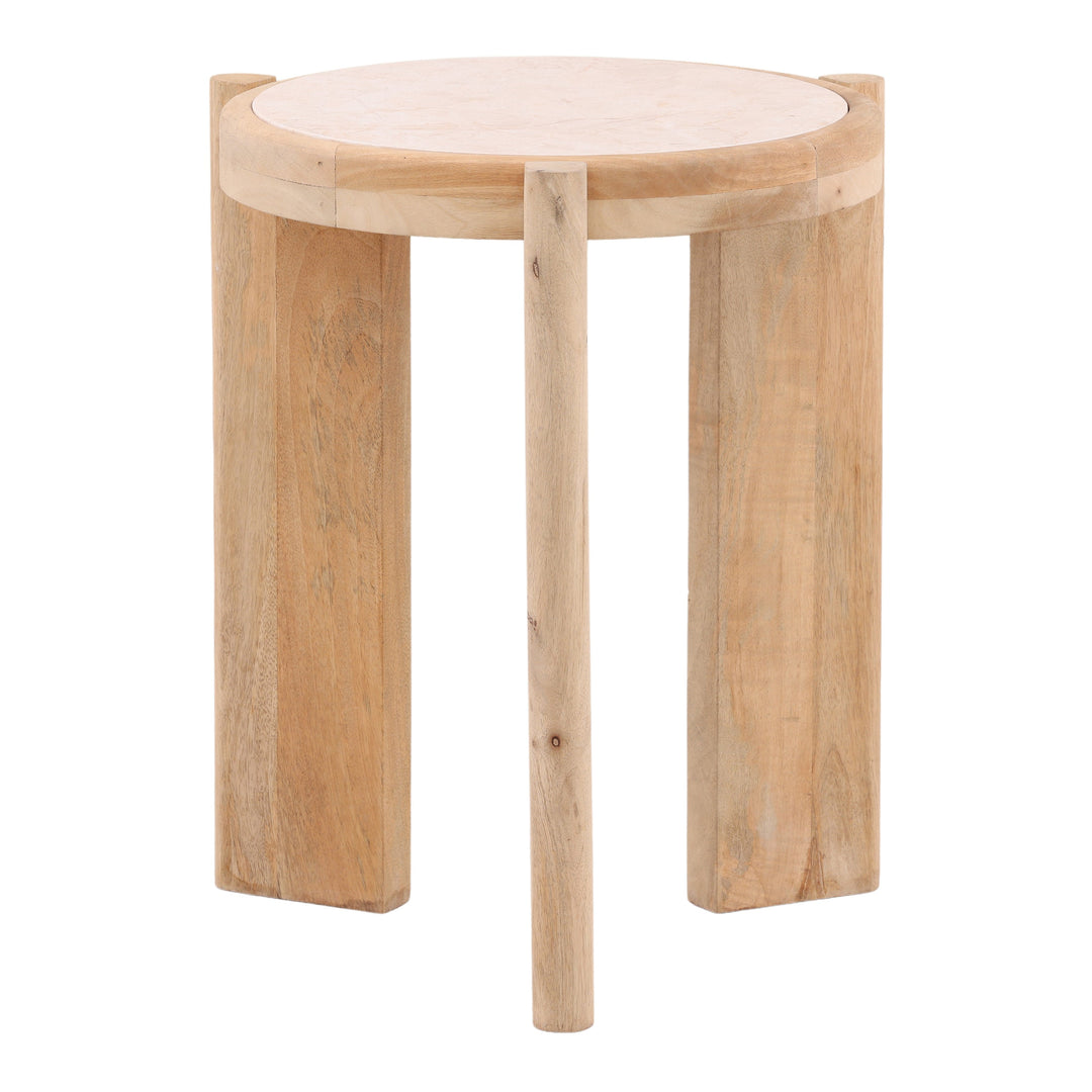 Elegant Beige Stone-Inspired Accent Table