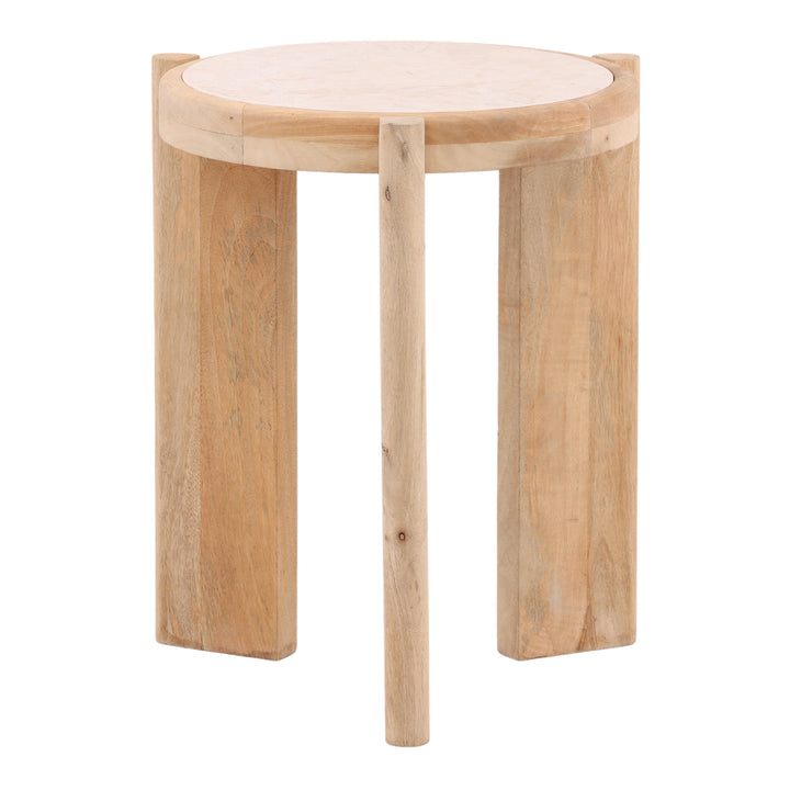 Elegant Beige Stone-Inspired Accent Table