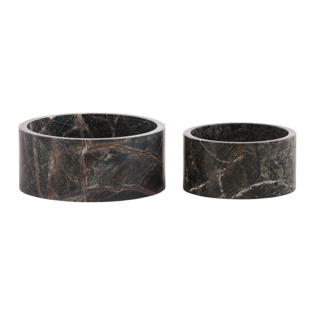 Nature's Embrace Dual-Piece Green Marble Bowl Set