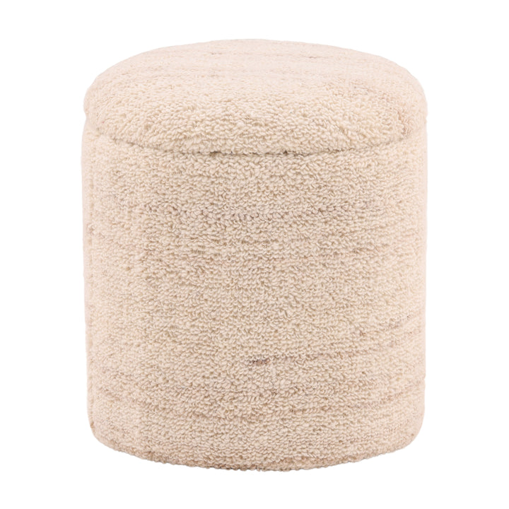 Elegant Ivory Velvet Accent Stool