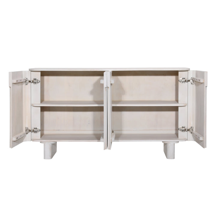 Modern Home Essentials - 4-Door White Storage Console
