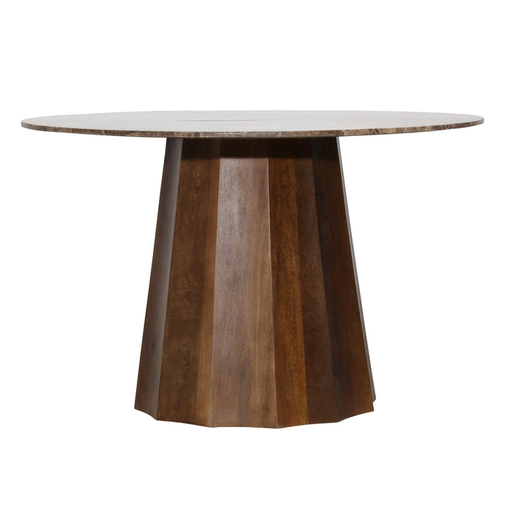 Charming Marble-Top Bistro Table in Rich Brown