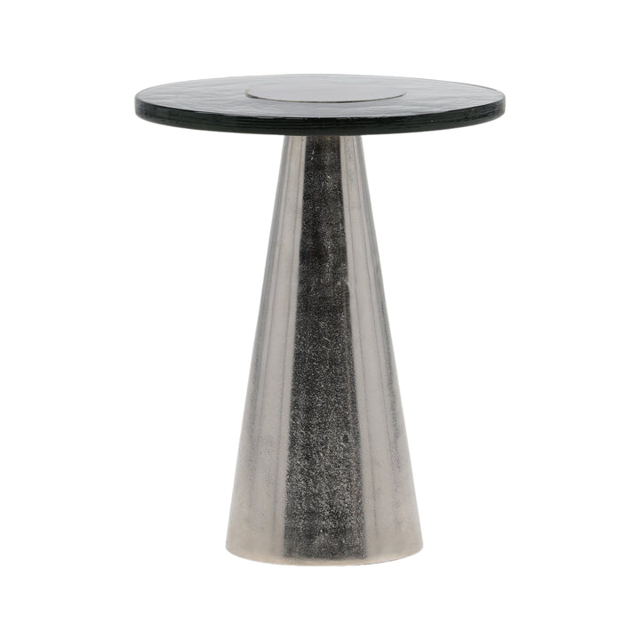Elegant Petite Silver-Toned Accent Table