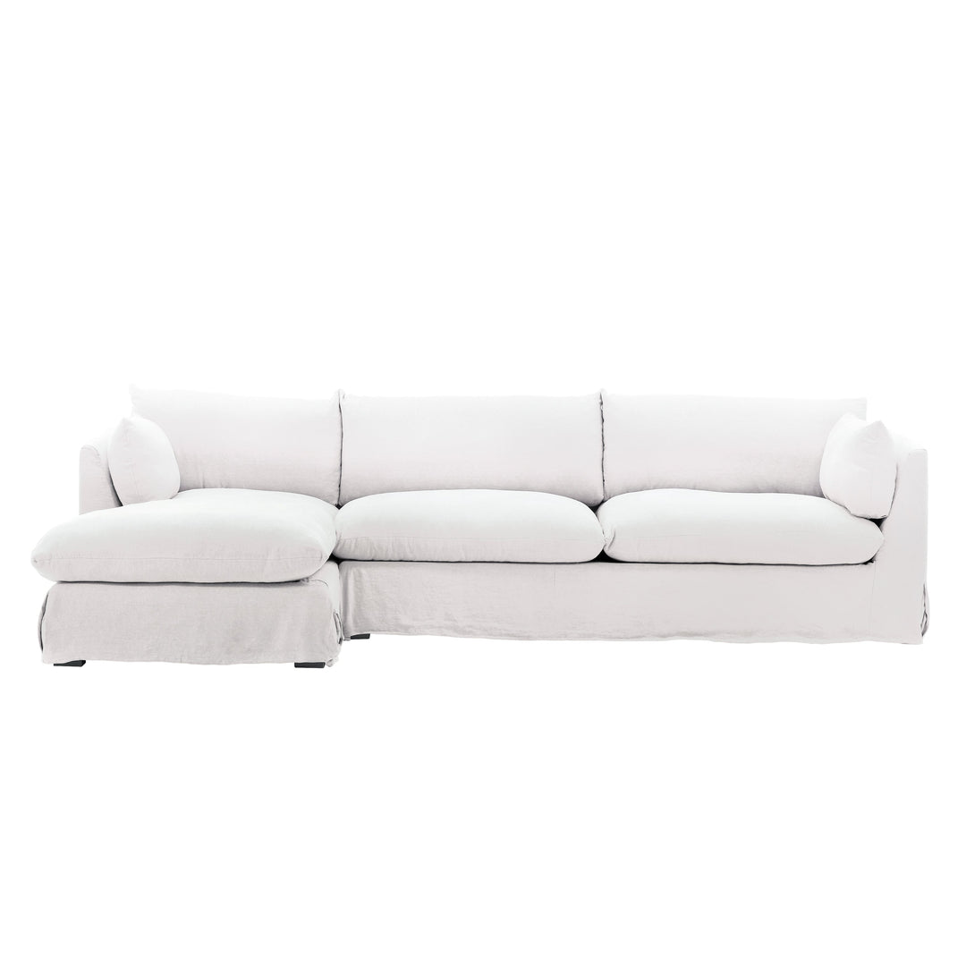Serene Retreat 2-Piece Chaise Sectional Slipcover - Fresh Linen White