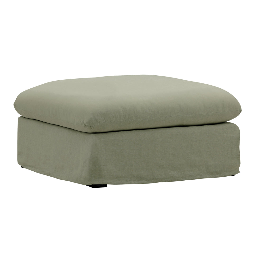 Nature's Rest: Lush Green Velvet Slipcover Ottoman