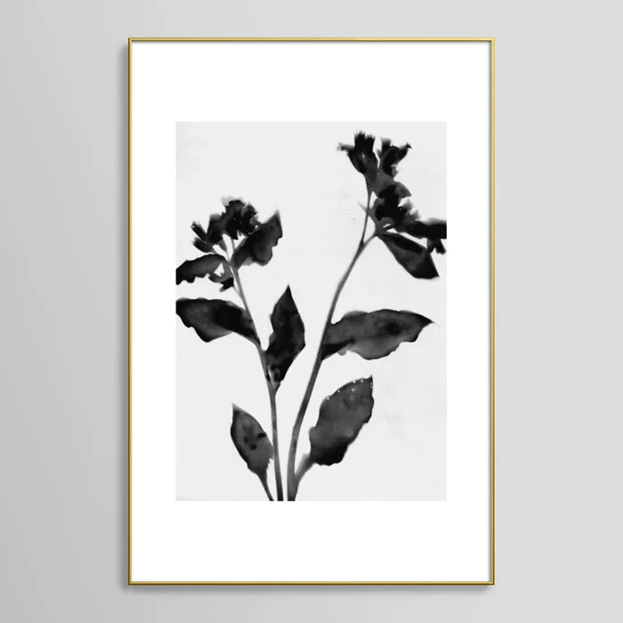 Black and White Moody Floral 2 Framed Art Print with frame-24"x36"