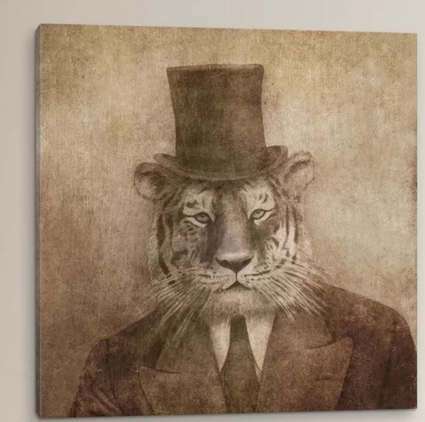 Sir Tiger Graphic Art on Wrapped Canvas