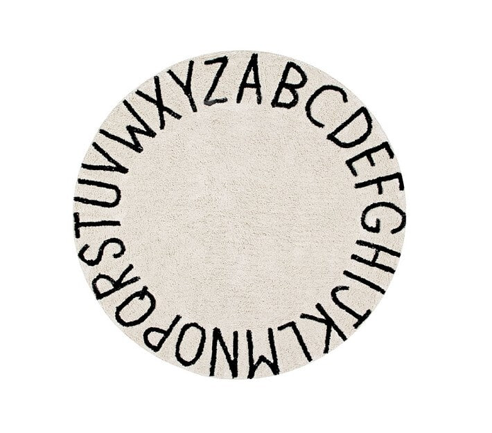 Lorena Canals Round ABC Washable Rug Black