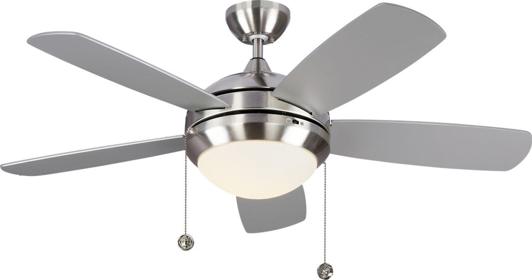 Discus Classic 44 LED Ceiling Fan in Brushed Steel with Silver / American Walnut Reversible Blades and Light Kit