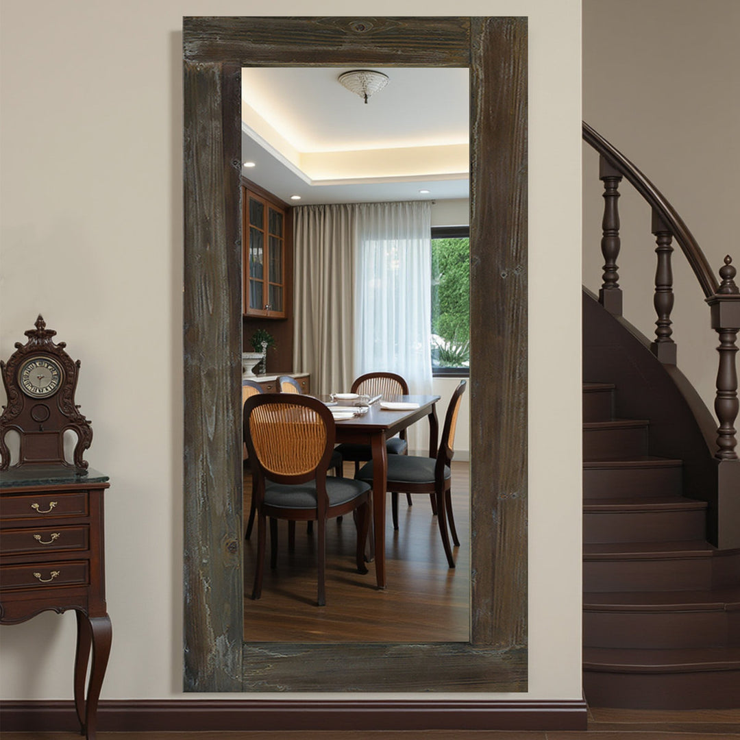 Distressed Solid Wood Mirror Leaning Mirror Wall Mirror Farmhouse/Rustic Mirror 71" x 32"