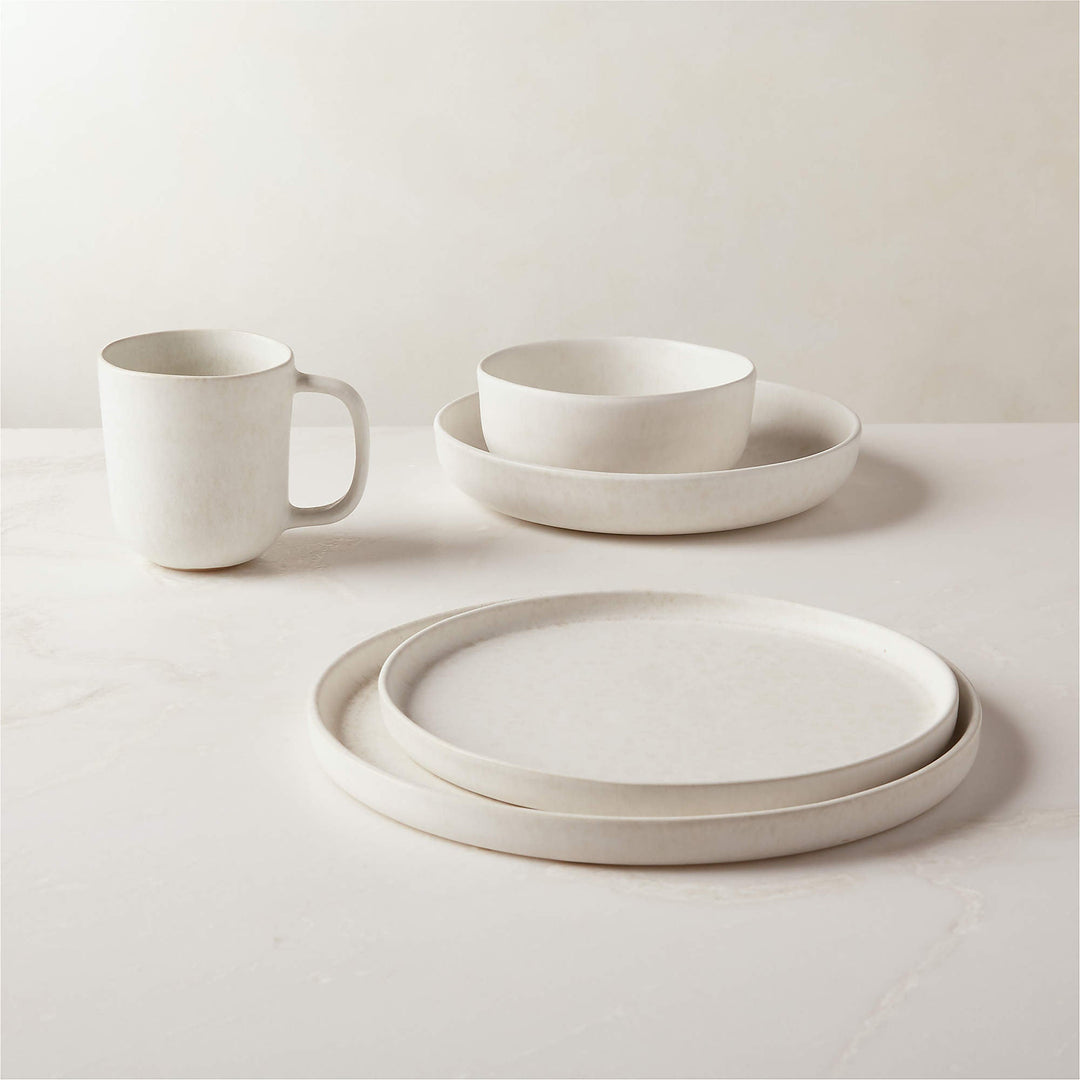 Drift White Serving Bowl with Reactive Glaze