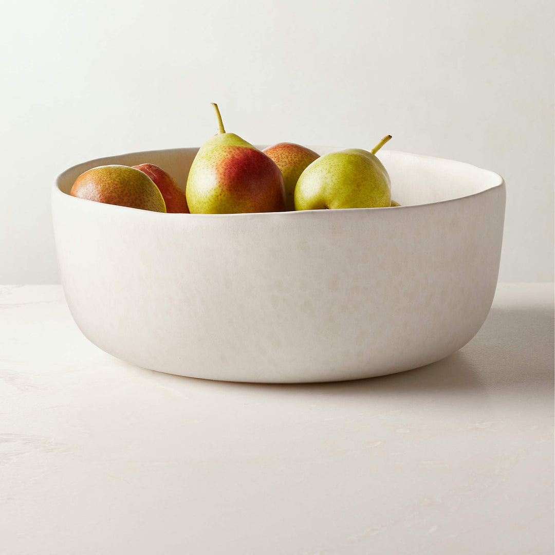 Drift White Serving Bowl with Reactive Glaze