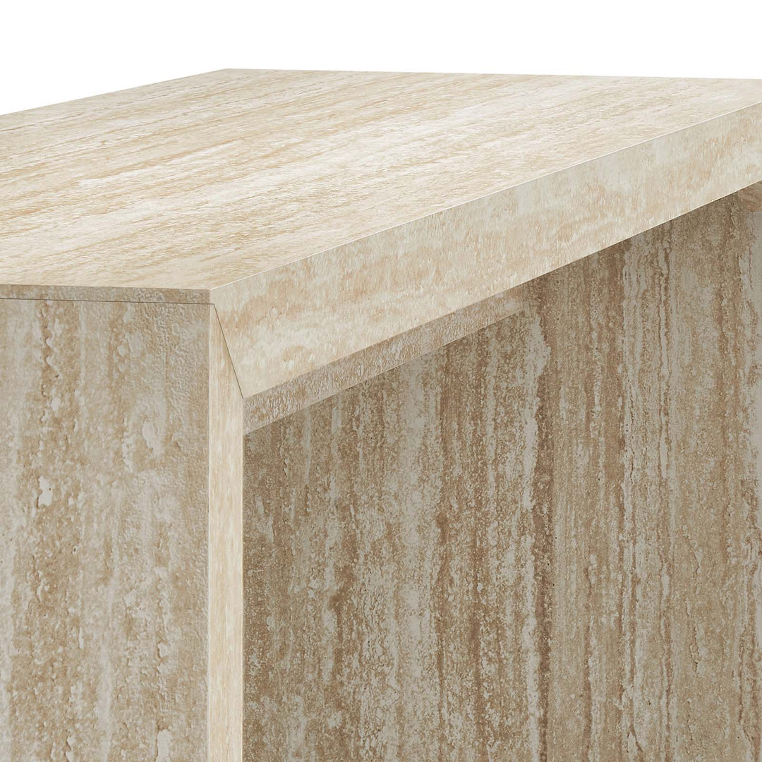 Cerar Faux Travertine Console Table