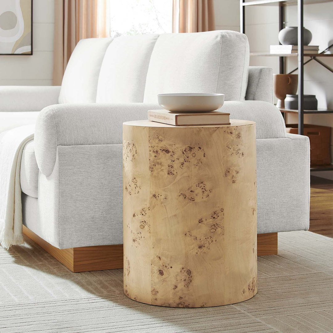 Burlin Round Side Table Natural Burl