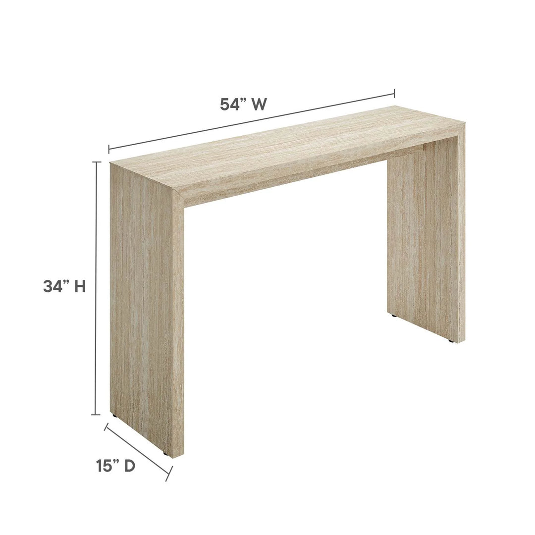 Cerar Faux Travertine Console Table