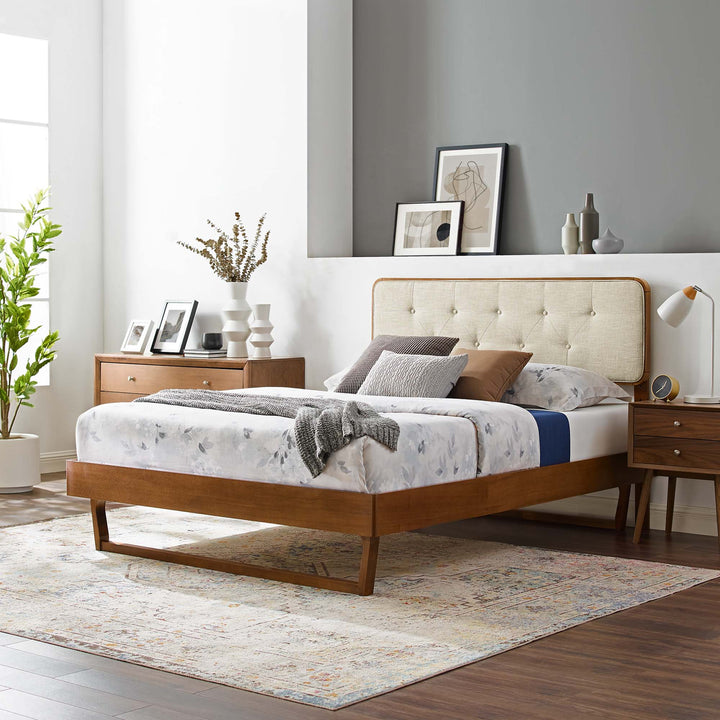 Walnut Beige Bridge Bed