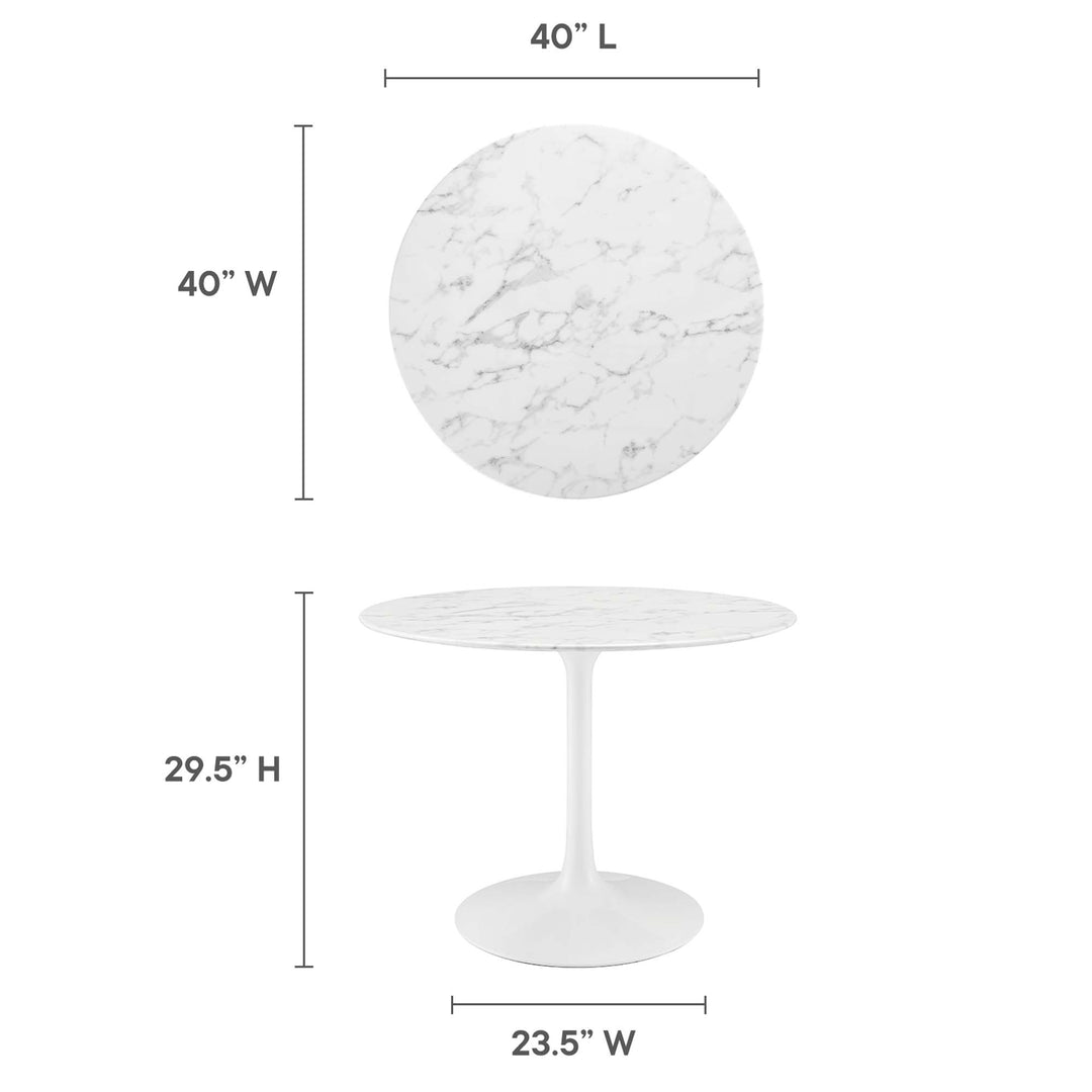 Luna 40" Round Replica Marble Dining Table