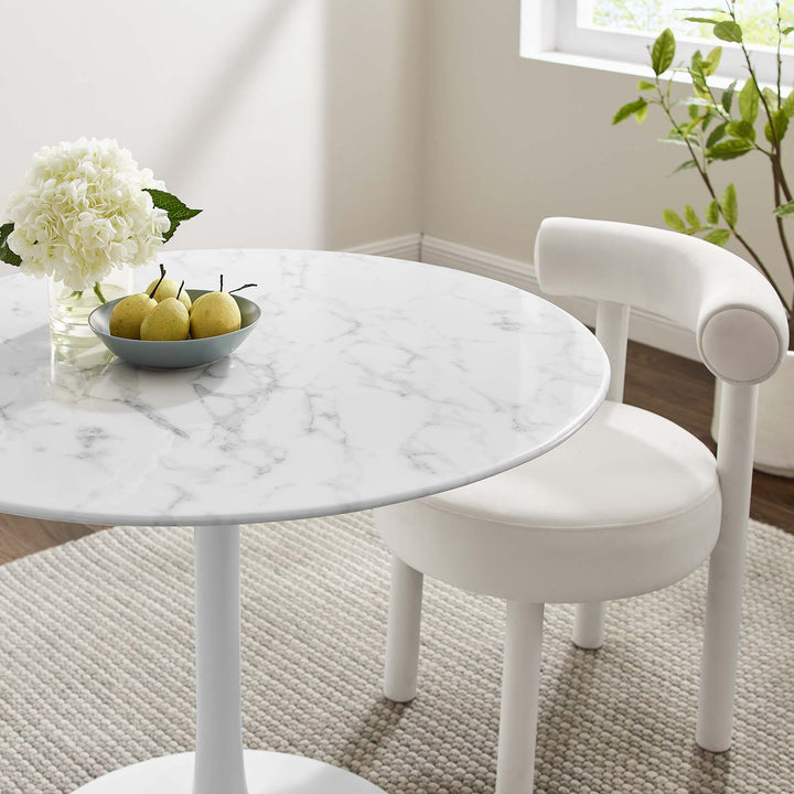 Luna 40" Round Replica Marble Dining Table