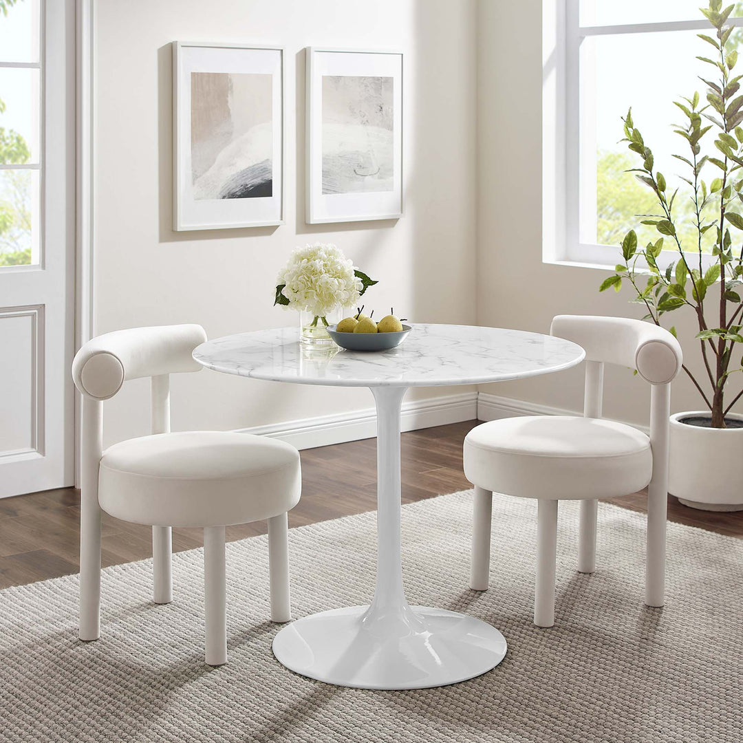 Luna 40" Round Replica Marble Dining Table