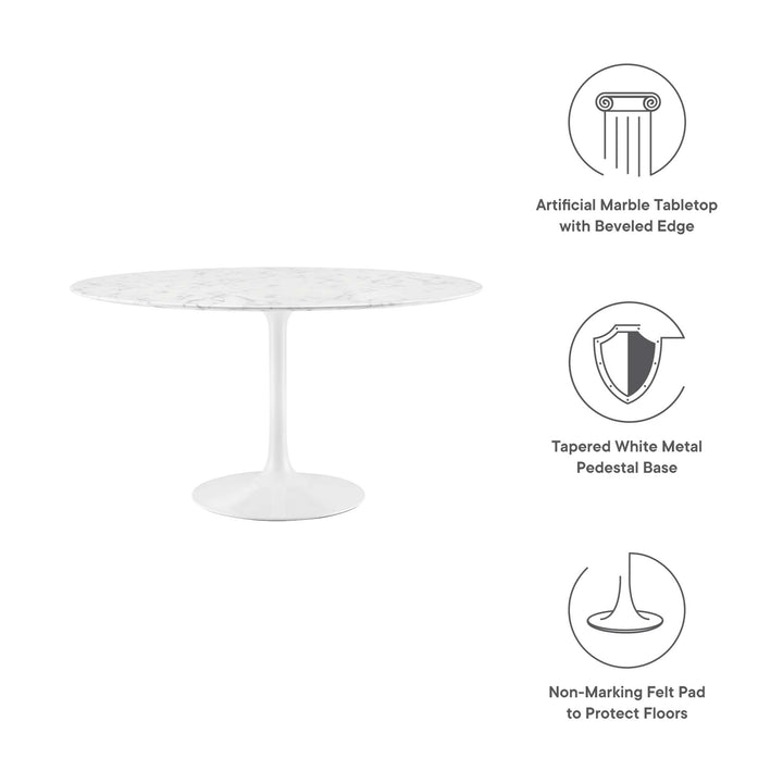 Luxe 48" Round Resin Marble Dining Table