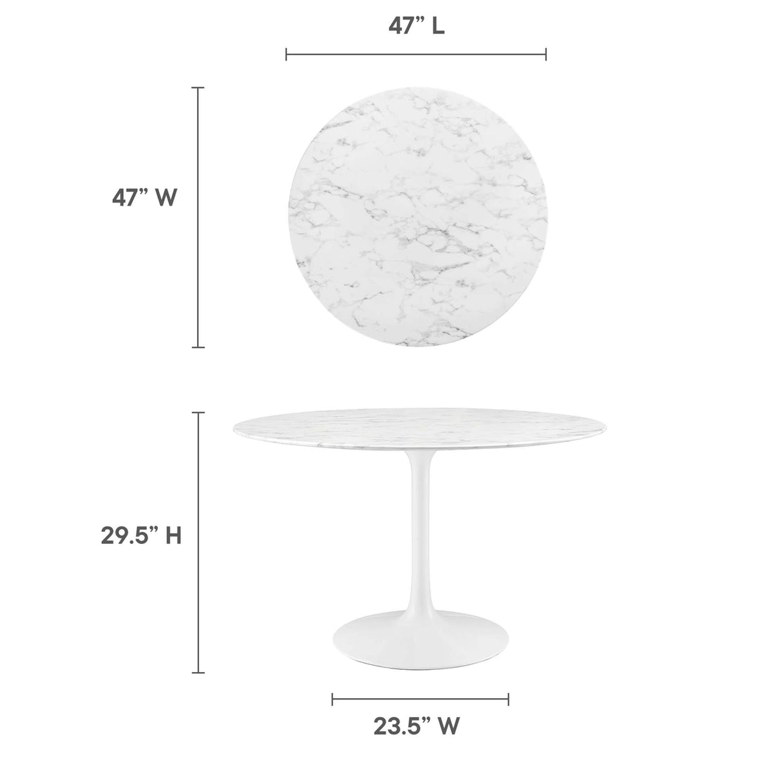 Luxe 48" Round Resin Marble Dining Table